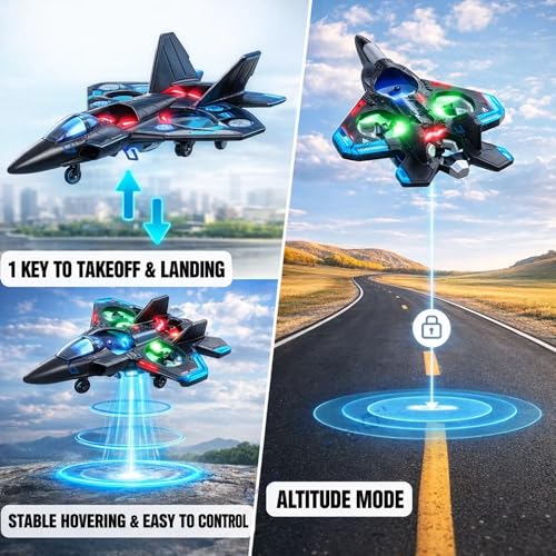 Image of GRAPHENE Remote Control Aeroplane RC Plane for 6-16 Years Kids Boys Adults Fighter Jet Toy 2.4 GHz with LED Lights 360 Flip Hovering Stunt Roll Spin Flight Aircraft Foam Glider Airplane Hobby Toy