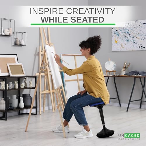 Image of Uncaged Ergonomics Wobble Stool - Height Adjustable (23-33 inch) Ergonomic Standing Desk Chair, Flexible Seating for Office, Classroom, and Active Sitting - Blue