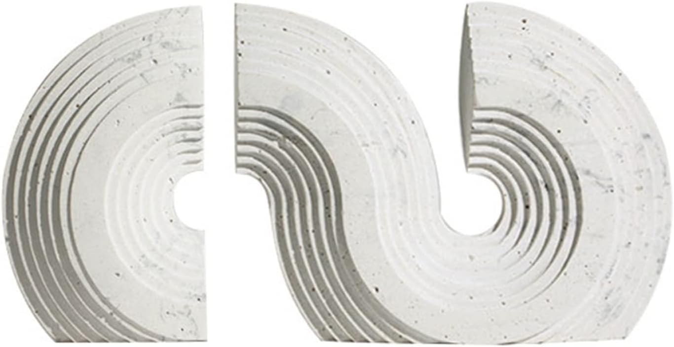 Bookend Support White Stone Bookends Decorative Pair, Geometric Stereoscopic for Shelves, Book Holders for, Ends for Office Bookends