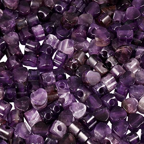 mookaitedecor 12pcs 14mm Heart Shaped Amethyst Large Hole Crystal Beads for Jewellery Making Loose Love Heart Shape Healing Crystal Stone Beads for Crafting European Bracelet Macrame DIY Projects - Image 2