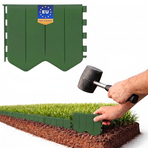GARDENIX Bordo per prato, facile da installare, verde, plastica, 1,45 m, bordatura per aiuole senza scavo, in plastica riciclata, flessibile e durevole, prodotto nell'Unione Europea