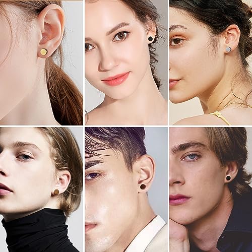 OIDEA 8MM Stainless Steel Wood Stud Earrings Men, Pierced Post Wood Earrrings for Men Women2