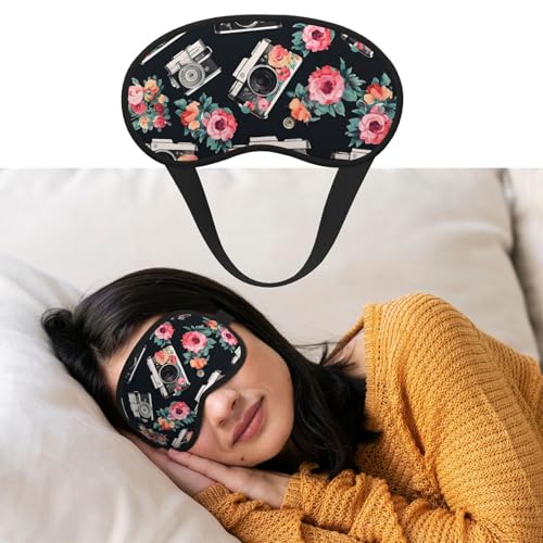 睡眠用アイマスク 通気性 遮光 睡眠マスク フラワーカメラ ナイト目隠し ソフト 快適 ナイトアイ スリープシェード カバー 男女兼用 ホームナップ用アイカバー