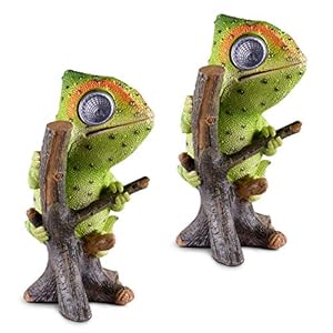 Chameleon Solar Garden Decorations Figurine Outdoor LED Decor Figure Light Up Decorative Statue Accents for Yard Patio Lawn Balcony or Deck Great Housewarming Gift Idea Green 2 Pack