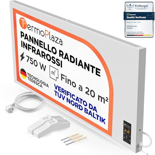 Termoplaza Termoconvettore Elettrico Da Parete o in Piedi 20 m² - 750 Watt Stufetta Elettrica Basso Consumo - Termosifoni Moderni Infrarossi - Pannello Radiante Infrarossi Termosifone Elettrico