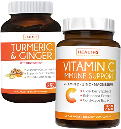 Save $4 (12% Off) - Daily Support: Immune + Joint Health - Immune Support - Vitamin C With Zinc, Vitamin D, Elderberry & Echinacea (Non-Gmo) And Turmeric Curcumin - With Black Pepper Extract 1980Mg #TOP16