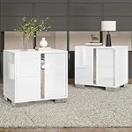 AMERLIFE Modern Nightstand Set of 2, 23.6" End Table with 2 Drawers, White
