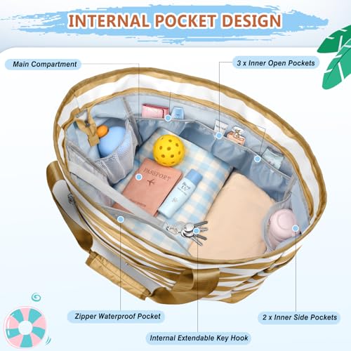 Image of Extra Large Beach Bags for Women Waterproof Sandproof Beach Tote Bag