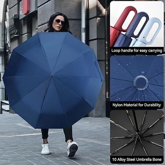 Image of Umbrella, Mini Folding Windproof & Compact UV Umbrella for Sun Protection Rain Windproof Strong Large 3 Fold for Women Handbags,3 Fold for Men Women, Stylish & Compact