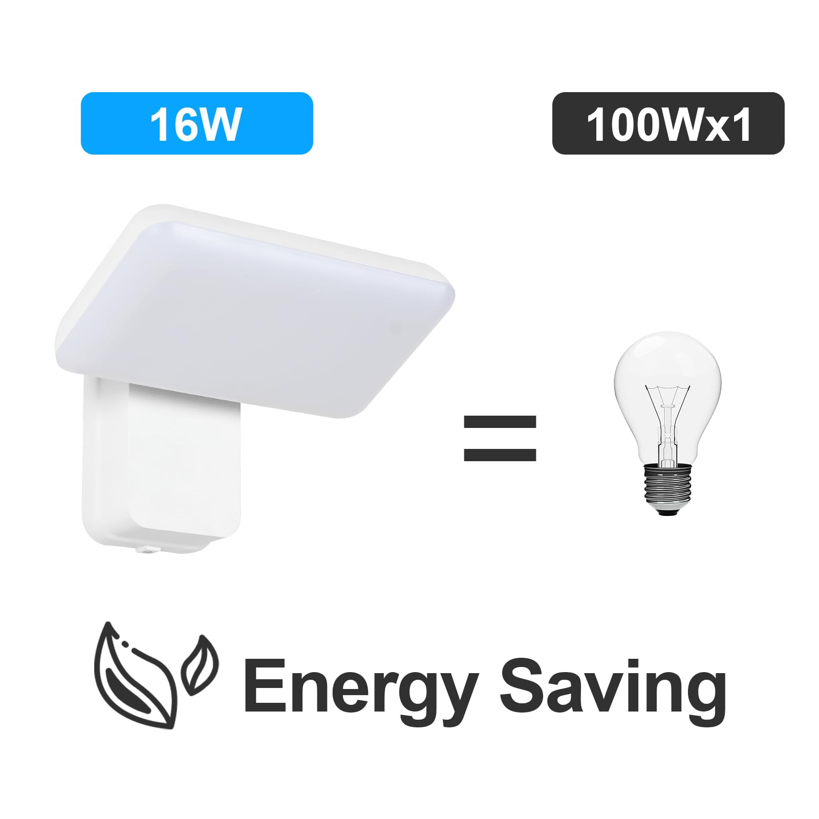 Comely Aplique Pared Exterior LED, 16W IP65 Resistente lampara Exterior Pared Agua 350° Giratoria Moderna Luces LED Exterior para Jardines, Terraza, Baño, Blanco, Luz Blanca Fría 6500K, Control Interr