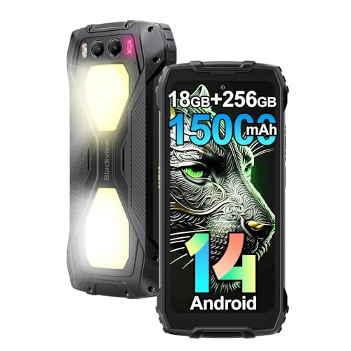 Blackview BV7300 Movil Irrompible (2025), 15000mAh(45W) 18GB+256GB(2TB/TF) G81 Movil Resistente, 6.67 90Hz, 50MP+32MP+Visión Nocturna 20MP, NFC/Dual SIM/Fingerprint/800LM Camping (Nero)