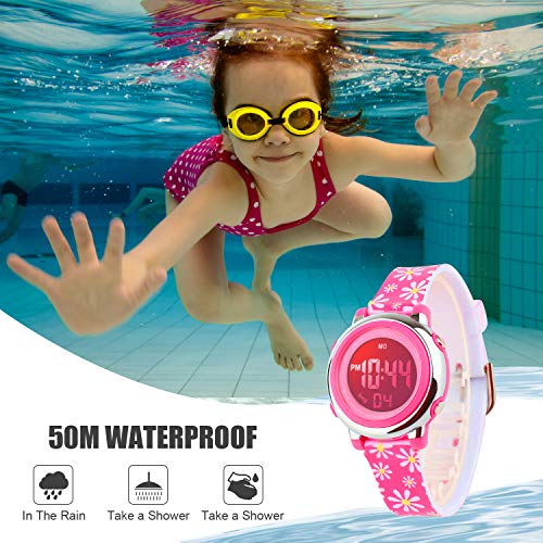 可愛いクリスマスツリーやギフトが 子供用デジタル腕時計 ボーイズ スポーツ 防水 Ledウォッチ アラーム付き腕時計 男の子 女の子 子供用 7色 ローズレッド A ボーイズ腕時計 Tomartrust Org