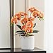 DODXIAOBEUL 4-Pcs Artificial Flowers Real Touch Latex Phalaenopsis 17.7inch Artificial Orchid Stem Bouquets for Wedding Party Home Garden Decor,Orange