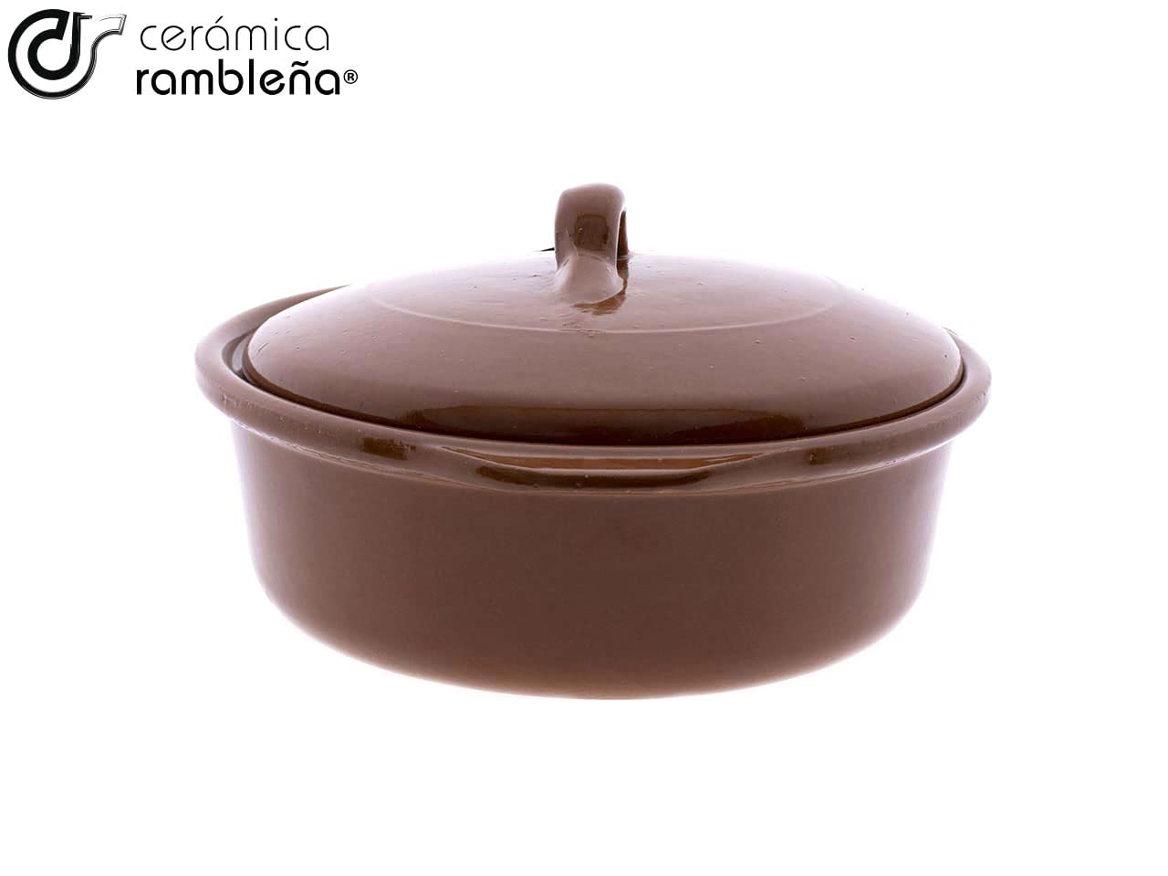 CERÁMICA RAMBLEÑA | Pot en terre réfractaire avec couvercle | Cocotte à feu direct | Cocotte traditionnelle en céramique | Casserole de four | Cocotte avec couvercle 26.5x24.5x14 cm | 1.8 litres