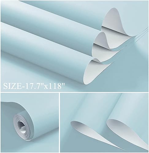 Miniatura 2 de Dimoon Papel tapiz de 78.7 x 17.7 pulgadas, color azul claro, papel de contacto impermeable, color azul puro, autoadhesivo, extraíble, papel tapiz
