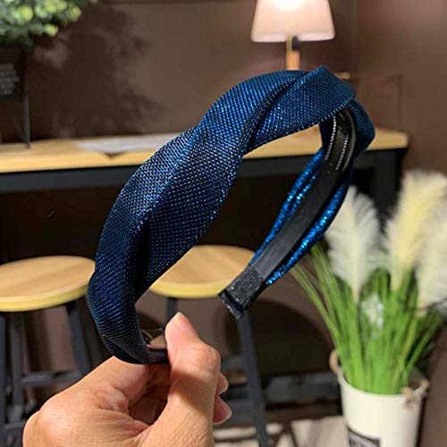 MHDGG Twist Hairband for Women Weaving Shape Soft Headband for Women Hairband Simple Hair Loop Braid Headbands Hair Hoop Accessories,Blue
