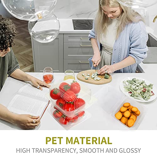 Waqiago 150 Pcs 5X5 Inch Plastic Clamshell Take Out Tray,Disposable Sturdy Hinged Loafcontainers,To Go Containers Disposable Takeout Box For Salads,Fruit,Hamburgers,Sandwiches,Cupcake #TOP4