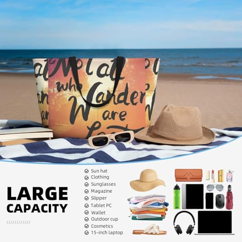 Not All Who Wander Are Lost Print Beach Pool Bags Tote For Women Ladies Large Gym Tote Carry On Bag For Weekender Travel Waterproof4