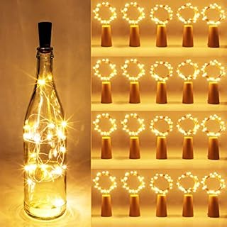 Bottle Lights, 20 Pack Cork Lights for Bottles 2m 20 LED, Battery Operated Warm White Fairy Lights for DIY Parties Weddings Indoor Christmas Decorations Outdoor Decoration Bedroom and more (20 Pack)