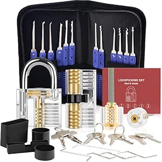 Lock Pick Set, [Difficulty Upgraded] [36 Pcs] Diyife Premium Practice Lock Picking Tools with 4 Transparent Training Padlocks for Lockpicking, Guide for Beginner and Locksmith Training (Blue)