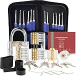 36 Pcs Lock Pick Set, [Upgraded Version] Diyife Premium Practice Lock Picking Tools with 4 Transparent Training Padlocks for Lockpicking, Guide for Beginner and Locksmith Training (Blue)