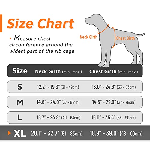 Eagloo Hundegeschirr Grosse Hunde, Anti Zug Hundegeschirr mit Reflexstreifen und Kontrolle, Verstellbar und Einstellbar Geschirr Hund Groß, Brustgeschirr für Labrador, Orange, XL