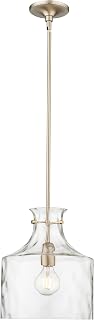 ML Lighting | Santorini Collection | 22601-MG | Indoor 1 Light Metal Pendant in Modern Gold with Water Glass Shade | Kitchens, Dining Rooms, Living Rooms, Entryways, Hallways