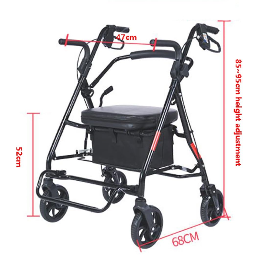 4 Ruedas Caminadores,Andadores Adultos con Asiento,Andador plegable ligero,Rollator plegable para todos los terrenos A