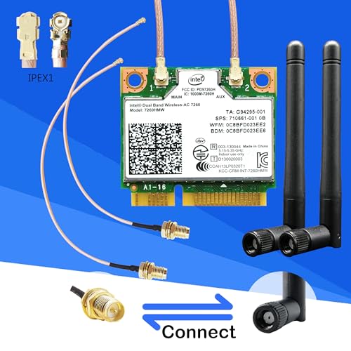 Image of WiFi Bluetooth Antenna 2 Pack & Pigtail 2 Pack, 5Ghz 2.4Ghz WiFi Card Antenna 3dBi, 8-Inch RP SMA-Female to IPEX1 /UFL Cable, for Mini PCIe Network Cards and Routers