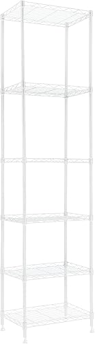 REGILLER Estante de almacenamiento de acero con 6 alambres, estantes ajustables para lavandería, baño, cocina, despensa, armario (blanco, 16.8