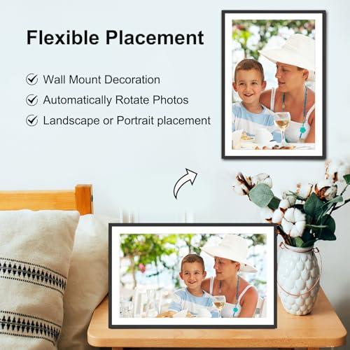 Image of Frameo Digital Photo Frame, 15.6 inch 32GB WiFi Large Digital Frame with 1920x1080 Full HD Touchscreen, Wall Mount, Auto Rotation, Easy to Send Photos and Videos