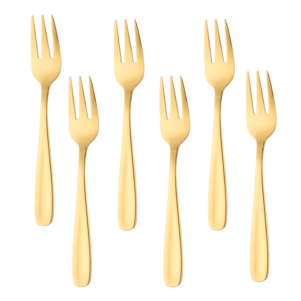 QRU Stainless Steel Dessert Forks, 6 Pieces 3-tine Cocktail Mini Salad Fruit Fork Sets, 5.5 Inch Dishwasher Safe Great for Picnics, Camping, BBQs (Rose Gold) — Amazon image 7
