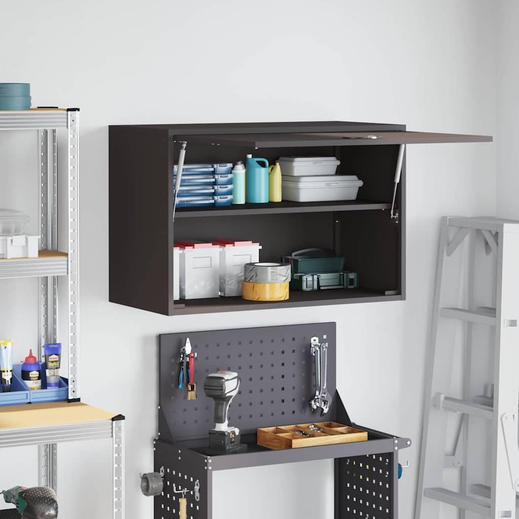 Armadio a Muro per Garage Nero 80 x 40 x 53 cm Acciaio