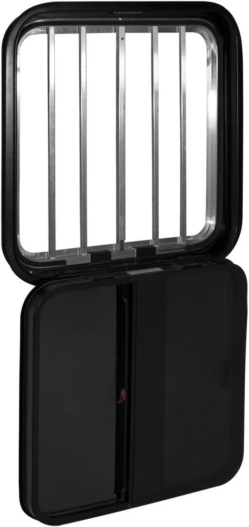 RecPro Horse Trailer Drop Down Feeder Windows | 24" W x 20" L | Radius Rounded Corner Design | 1 1/2 Inch Trim Kit Optional (No - Trim Kit, 2 Windows)