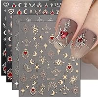 jmeowio 9 Sheets Moon Star Nail Art Stickers Decals Self-Adhesive Sun Nail Supplies Nail Art Design Decoration Accessories