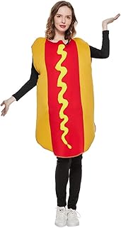 Halloween Adult Hot Dog Costumes for Couple Funny Men Foods Costume Women Hot dogs Party Suit - Buy now