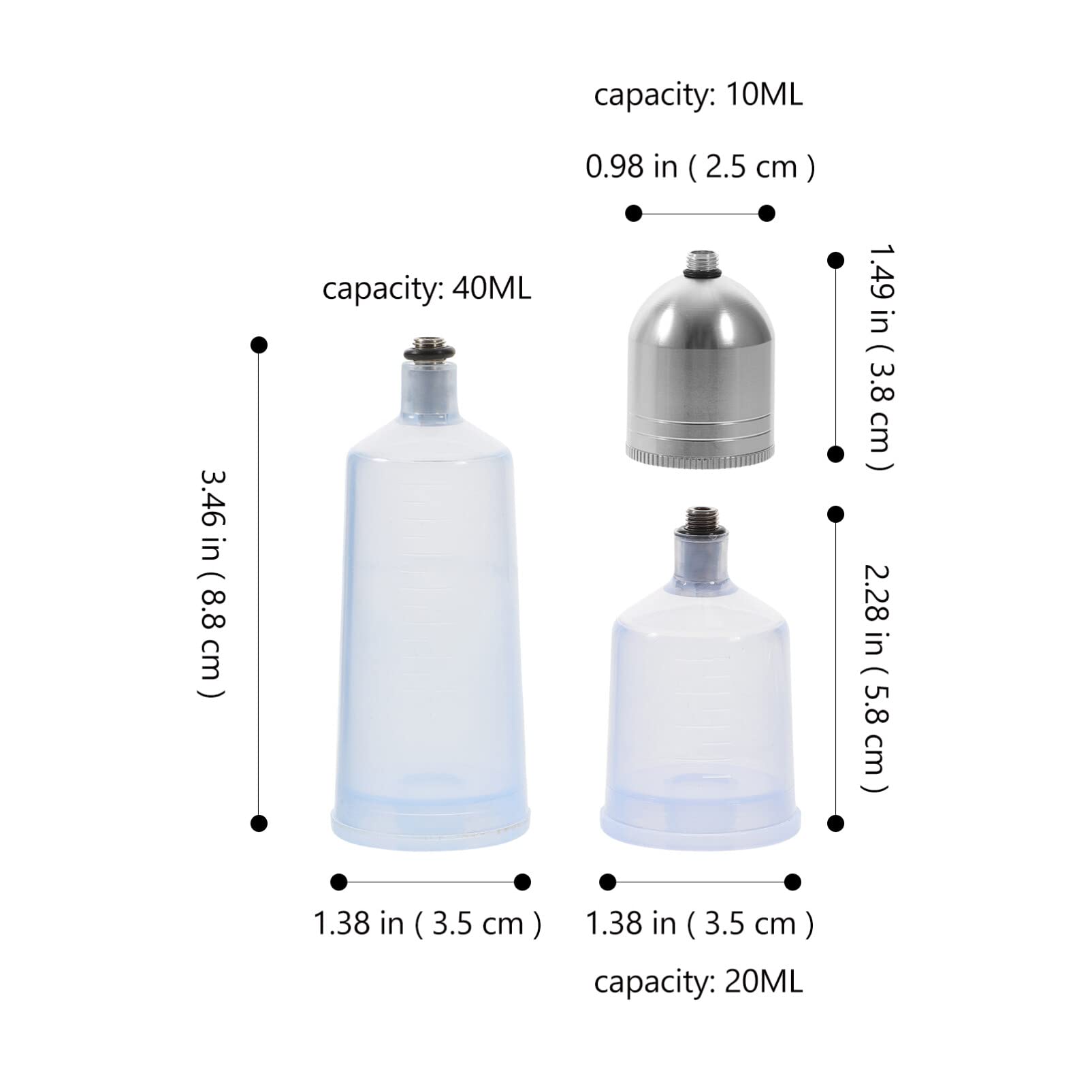 Luxshiny 3pcs Clear Airbrush Bottles - Replacement Pot Dispenser Carafe Nail Paint Bottles Portion Bottle Professional Paint Cup