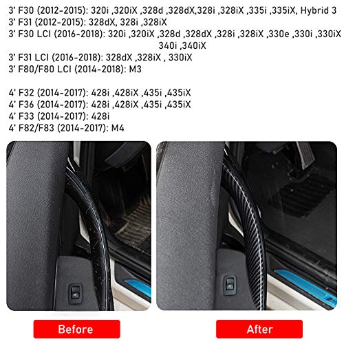 Image of Jaronx 2PCS Door Handle Covers Compatible with BMW 3 Series F30 /F31 /F80 | Left Rear+ Right Rear Passenger Door Pull Handle Covers (for BMW 325i,328i,330i,335i,340i,M3)(Rear Row-Carbon Fiber)