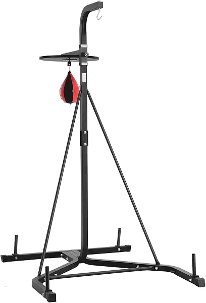 VEVOR 2 in 1 Punching Bag Stand, Steel Heavy Duty Workout Equipment, Adjustable Height Boxing Punching Bag and Speed Bag