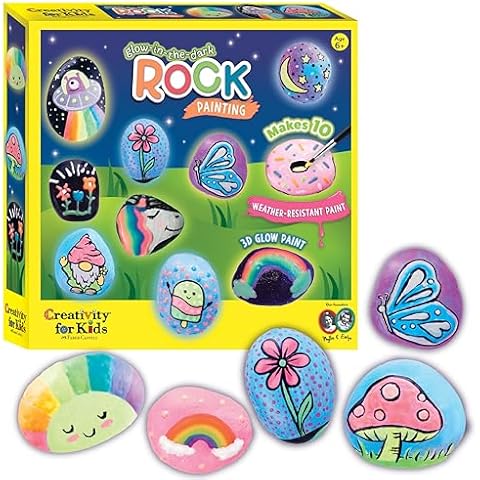 Creativity for Kids Glow in the Dark Rock Painting Kit: Crafts for Kids Ages 6-8+, Painting Rocks Arts and Crafts, Kids Gift Cover