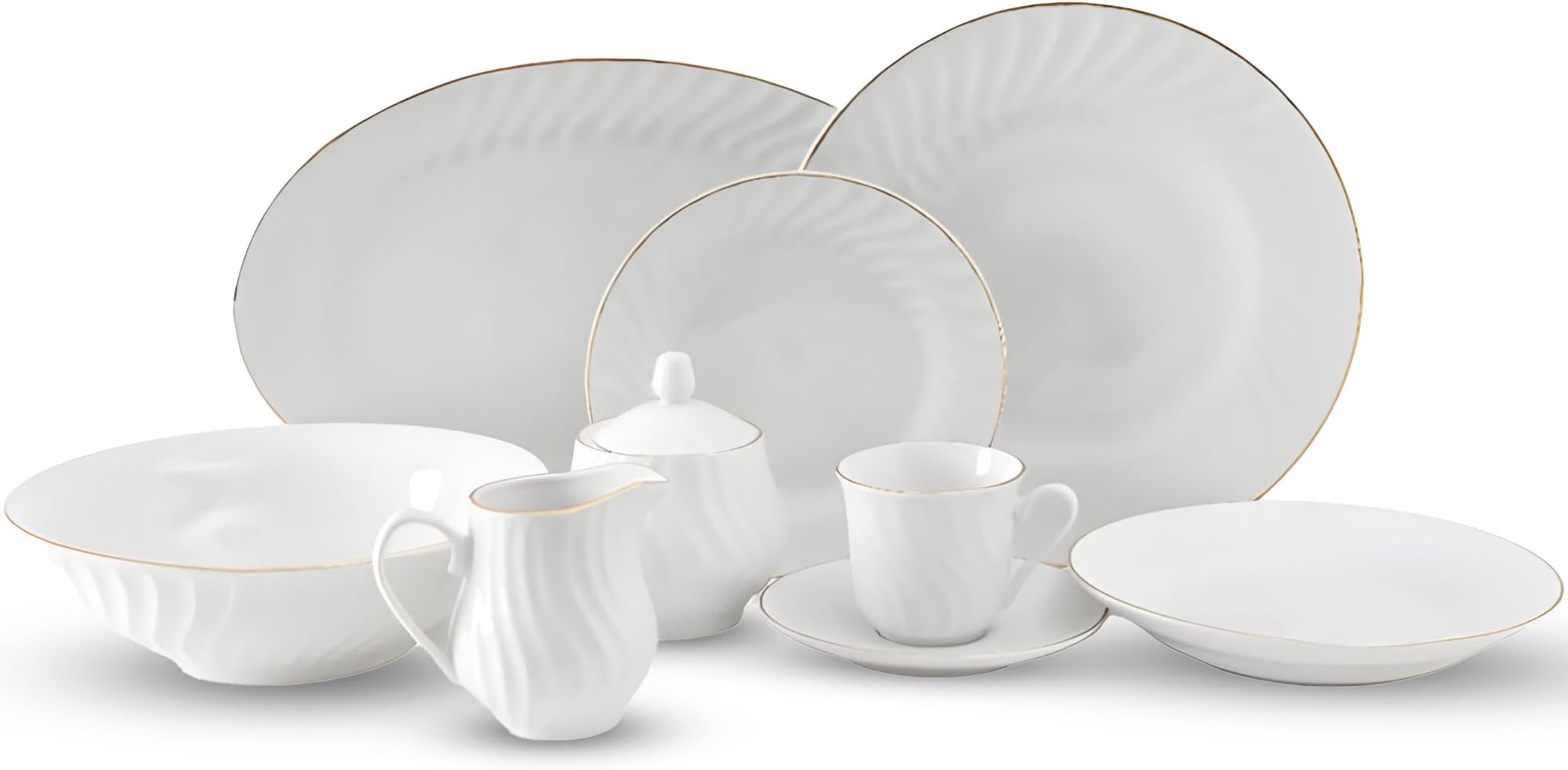 Lynns Imperial Gold Dinner Set 45PC with Gold Trim; Vintage Floral
