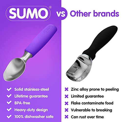 Sumo Ice Cream Scoop, Heavy Duty Stainless Steel Scooper, Comfortable Handle, Dishwasher Safe (Purple) #TOP2