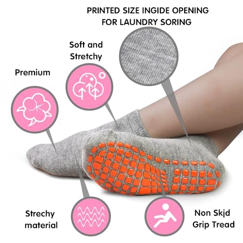 Tphon Boys Non Slip Trampolines Socks with Grips Ankle Socks for Toddler Low Cut Athletic Socks for Sports Games2