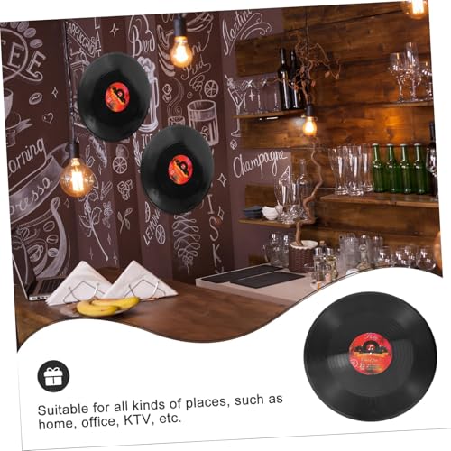 Image of Indusoire 2 Pcs Vinyl Records Decor, Fake Vinyl Records for Decoration, Retro Wall Art for Home, Music Room, Party, Vintage Aesthetic CD Decor