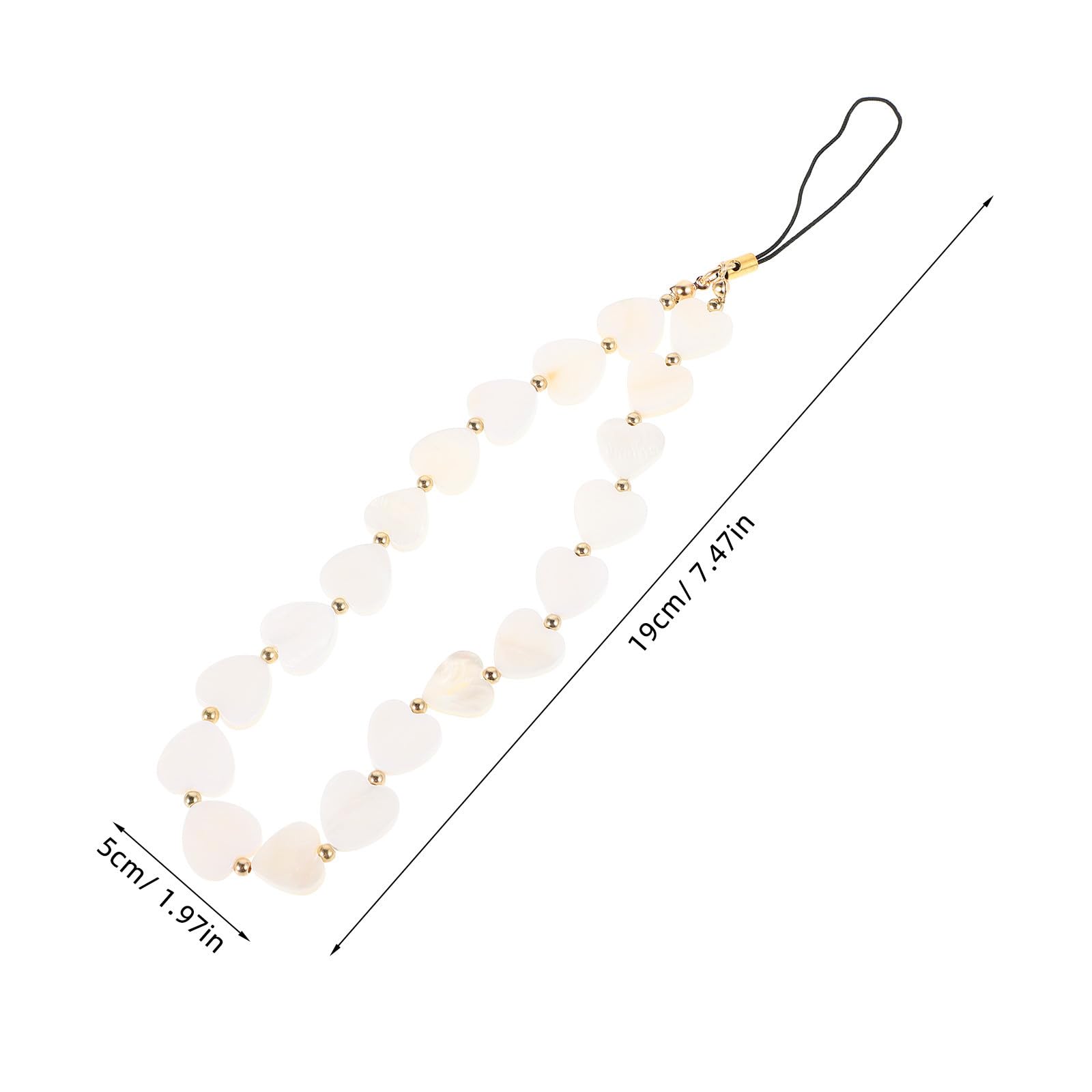 TEHAUX Porte-clés Chaîne Pendentif Cœur en Perles pour Téléphone Portable, Accessoire Décoratif, Chaîne Téléphonique Élégante pour Étui de Téléphone, Bijou pour Femmes, Présent Pratique