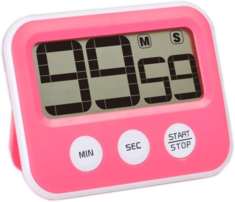 Kitchen Timer,4 Segment Big LCD Screen Digital Scrolling Display Count-Down Timer, Extra Accuracy, Loud Alarm Voice with Strong Magnetic and Table Vertical (Pink)
