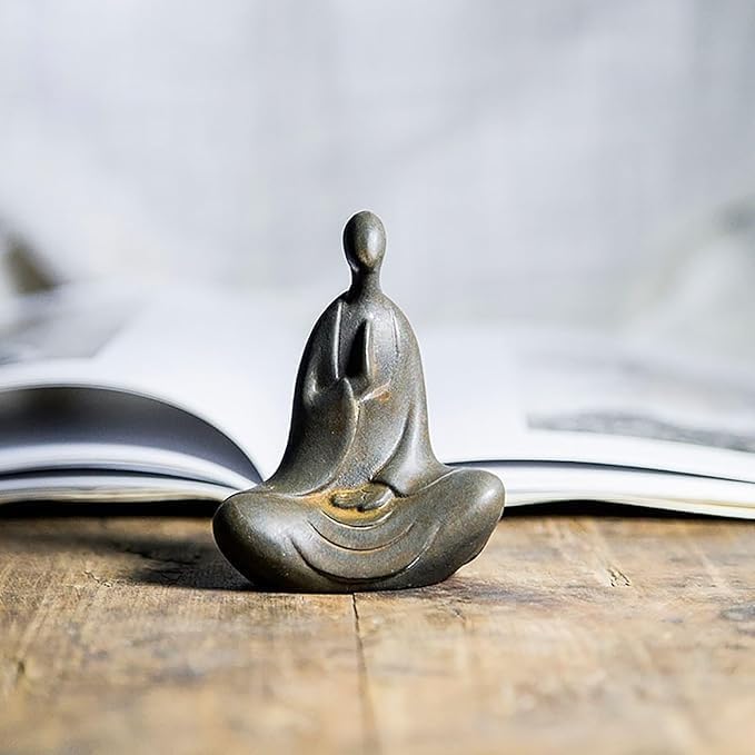 Desktop Decoration Figurine - Faceless Buddha Statue Zen Ornaments, Study Room Decorations, Tea Pets, Imitation Cast Iron Handmade Home Furnishings, Faceless God Cast Iron Desktop Crafts