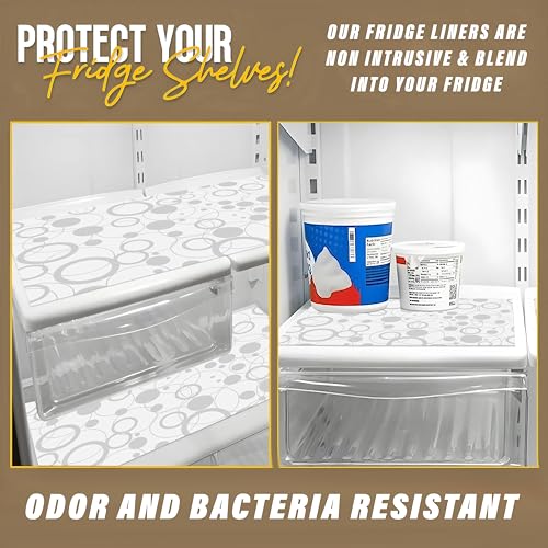 Image of Kuber Industries Circle Design 6 Piece PVC Refrigerator Drawer Mat Set - 48 cm x 33 cm , White