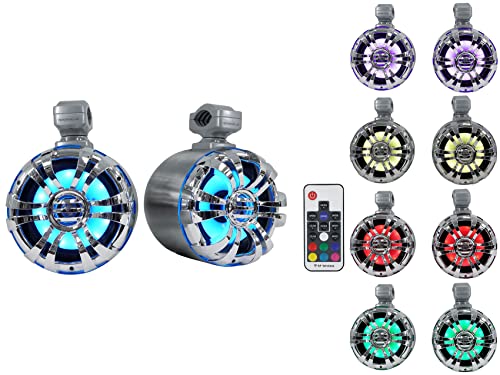 Rockville WB65KLS Silver Bundle 6.5" 300W Marine LED Speakers miniatura 2