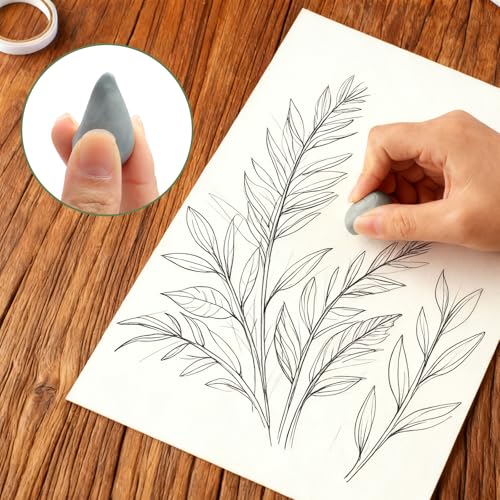 Phinus Kneaded Erasers for Artists, Large Size Grey Kneadable Eraser, Absorbent Kneaded Eraser for Art Supplies, Charcoal Pencils, Sketching Supplies (8 Pack)
